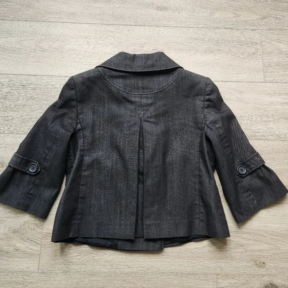 Ann Taylor LOFT Jean Jacket Womens 4 Bell Sleeves Denim Gray Black - Picture 7 of 11